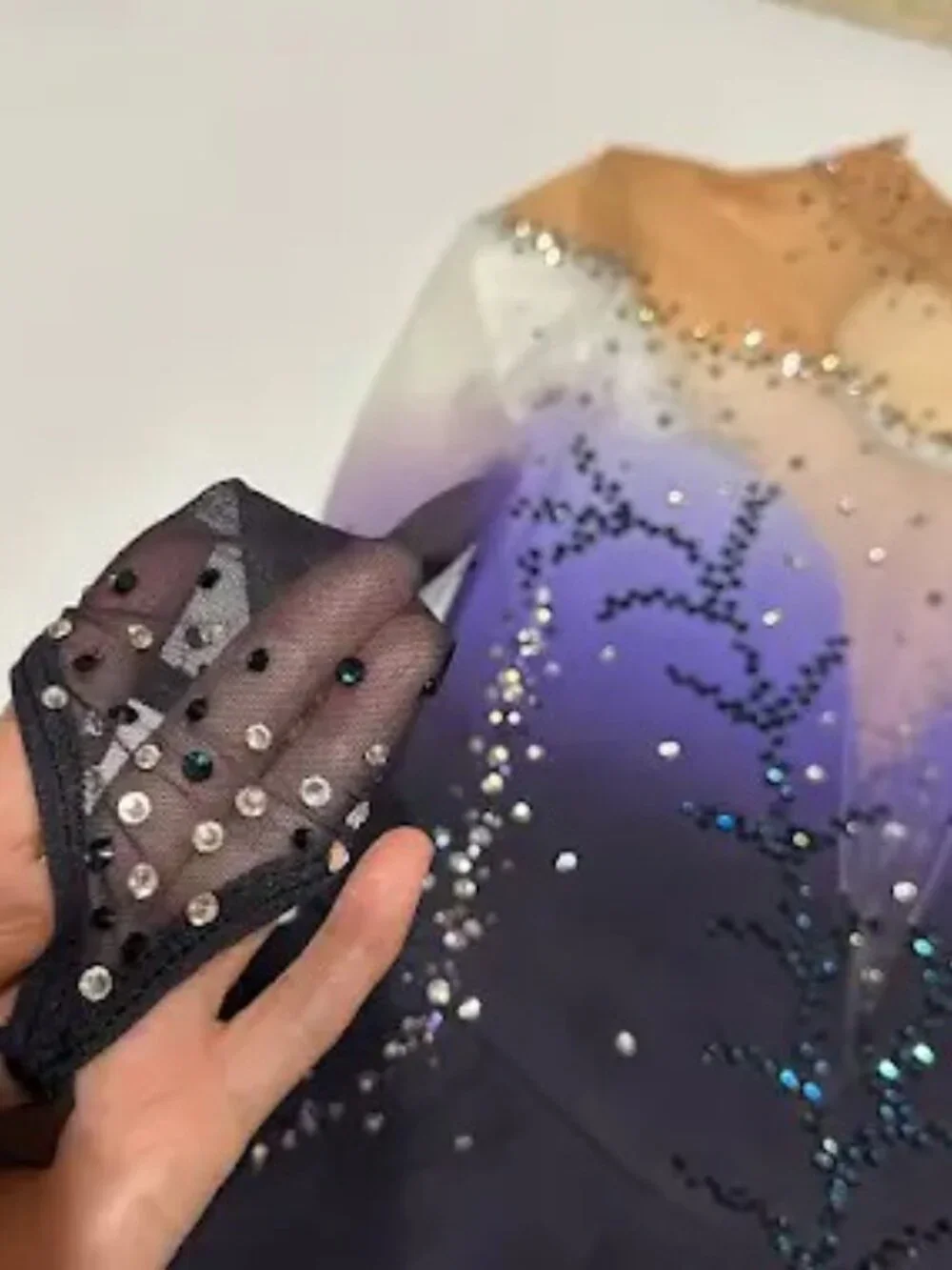 New Purple Navy Crystal Skating Dress Girls 10